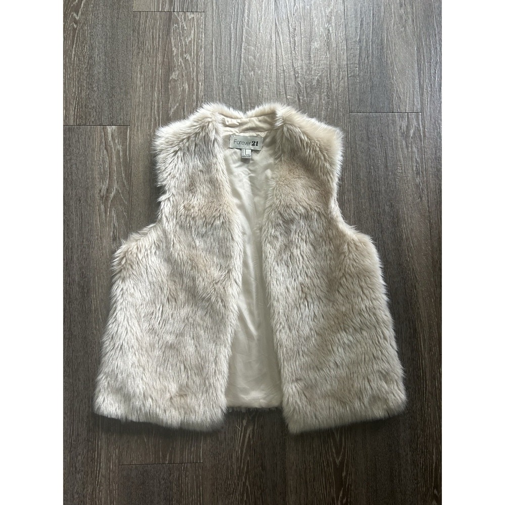 Forever 21 Faux Fur Champagne Vest Y2K Indie Sleaze Grunge 2010s Festival Boho